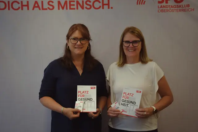Engleitner-Neu und Knauseder präsentieren gemeinsam die SPÖ-Kampagne „Platz für Gesundheit“. | Foto: SPÖ Landtagsklub