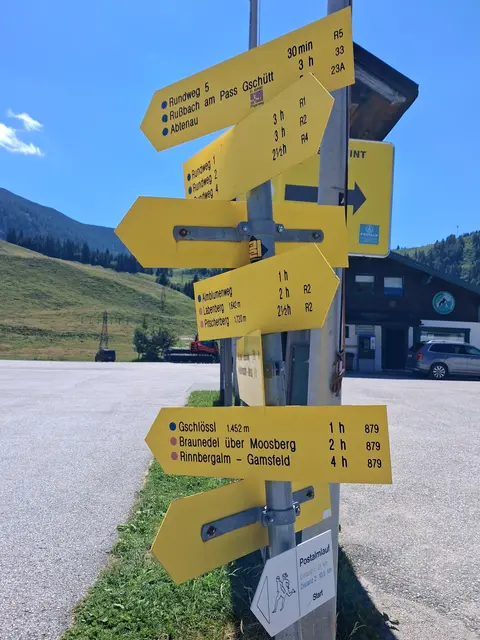 ....beim Parkplatz kann man sich die Wandertouren aussuchen.