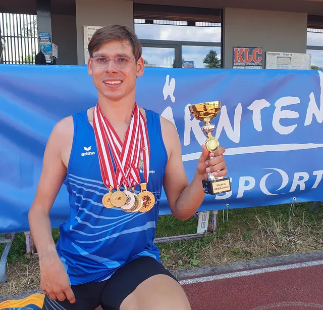 Daniel Stütz vom SC Breitenwang Special Handicap gewann bei den Österreichischen Staatsmeisterschaften in Klagenfurt Gold über 200 Meter und stellte dabei einen neuen österreichischen Rekord auf. | Foto: Sigurd
