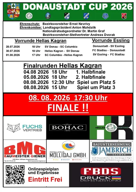 Alle Spiele des kommenden Donaustadt Cups. | Foto: Hellas Kagran