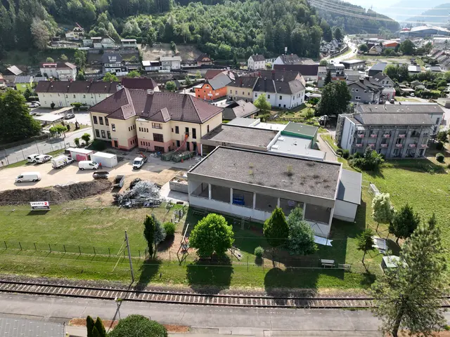 Vogelperspektive der Baustelle Volksschule St. Peter-Freienstein