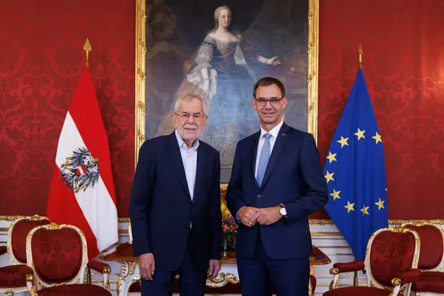 Landeshauptmann Markus Wallner absolvierte am 15. Juli 2026 seinen Antrittsbesuch als Vorsitzender der Landeshauptleutekonferenz bei Bundespräsident Alexander Van der Bellen.  | Foto: HBF/Lechner 