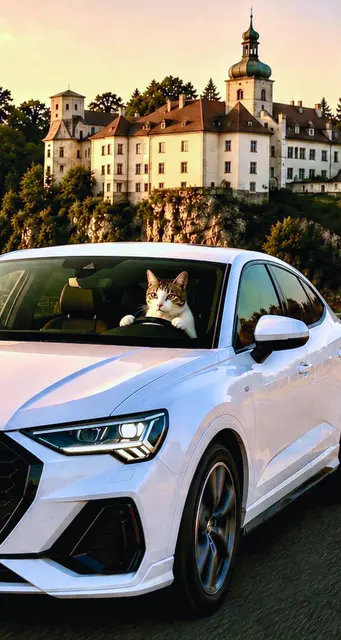Auch Luna fährt gerne Auto 😂.     | Foto: Franz Dörr (KI)