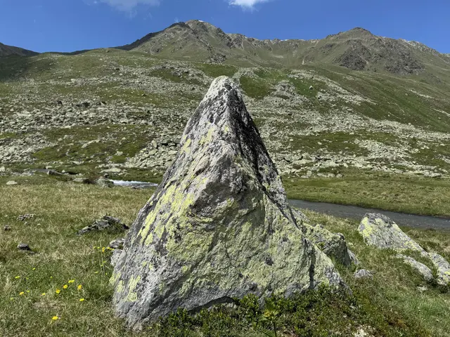Der 'zentrale Menhir'  des Tales trennt zwei Peilstrahlen. Er ist ein Symbol für die prähsitorische Bedeutung des Platzertales. ©Belinda Reinhardt