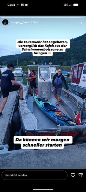  Der Weltrekordversuch auf der Donau führte den Extremsportler Joseph Heß durch den Bezirk Perg. | Foto: Heß