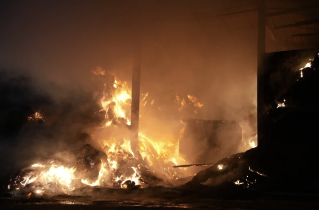 Aus bislang ungeklärter Ursache geriet ein Strohlager mit mehreren 100 Ballen in Brand. | Foto: BFKDO Mistelbach