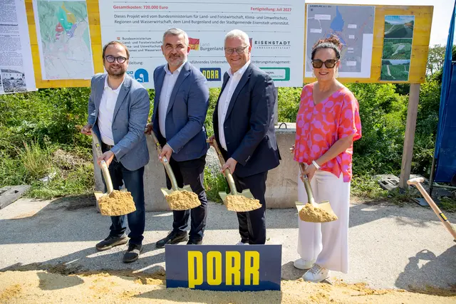 Vizebürgermeistern Istvan Deli, Landesrat Heinrich Dorner, Bürgermeister Thomas Steiner 2. Vizebürgermeisterin Charlotte Toth-Kanyak (v.l).