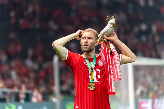 Die Zukunft von ÖFB-Star Konrad Laimer ist geklärt: Er bleibt bis 2029 beim FC Bayern. Foto: Laimer jubelt nach dem DFB-Pokalfinale in Berlin. | Foto: APA-Images / EXPA / Eibner