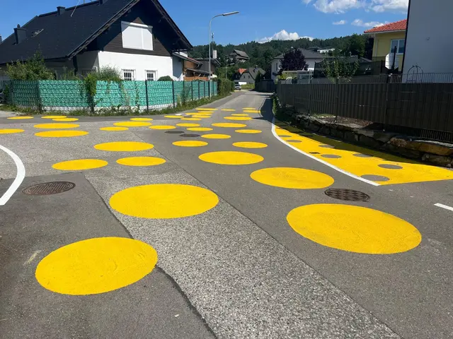 Die gelben Bodenmarkierungen in der Abstimmungsstraße sorgen derzeit für Diskussionen. | Foto: MeinBezirk.at/Michaela Erlacher