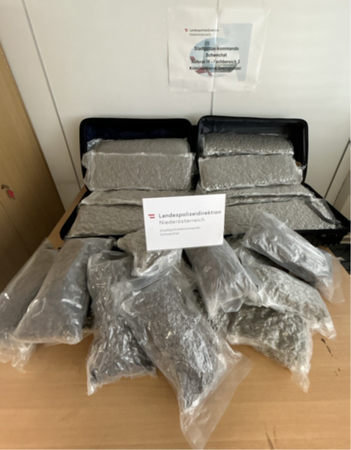 Die Drogen wurden in zwei Gepäckstücken, die mit insgesamt rund 49 Kilogramm Cannabiskraut gefüllt waren. | Foto: LPD NÖ
