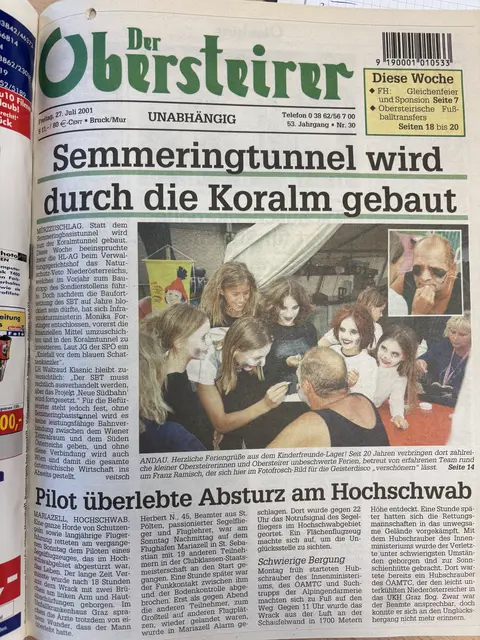 Der neue Obersteirer, Ausgabe vom 27. Juli 2001. | Foto: MeinBezirk