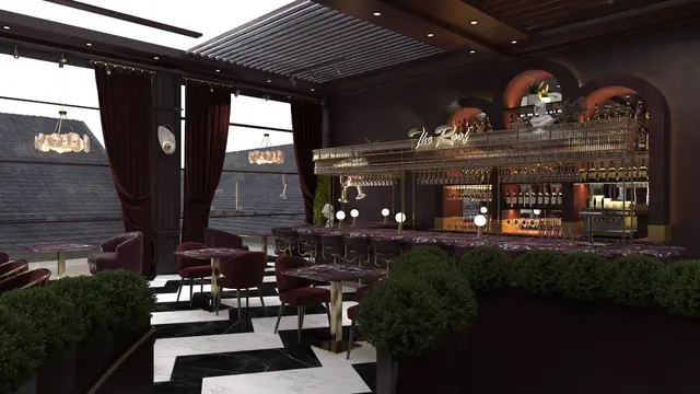 Im Obergeschoss soll ein Bar-Konzept entstehen, das es im Bezirk bisher nicht gibt. (Visualisierung) | Foto: The Roof Gastro GmbH