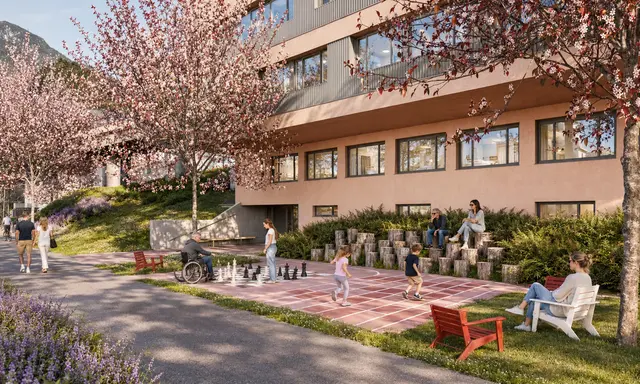 Mit dem neuen Gebäude entsteht einallen zugänglicher Platz. | Foto: Kröpfl Architekten