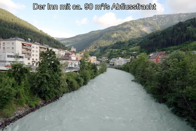 Mittelwasserstand infolge Hochwasser, in Landeck, Inn