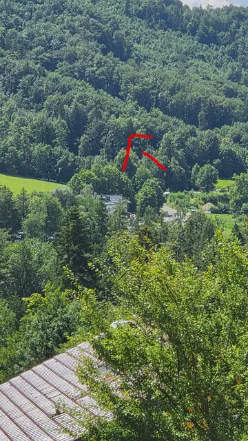 Etwas überhalb einer stillgelegten Brauerei geriet der Pilot aus den Niederlanden mit seinem Schirm aus unbekannter Ursache in den dortigen Wald und verfing sich in einer Baumkrone. | Foto: Bergrettung Salzburg/Lajosch/Gnann