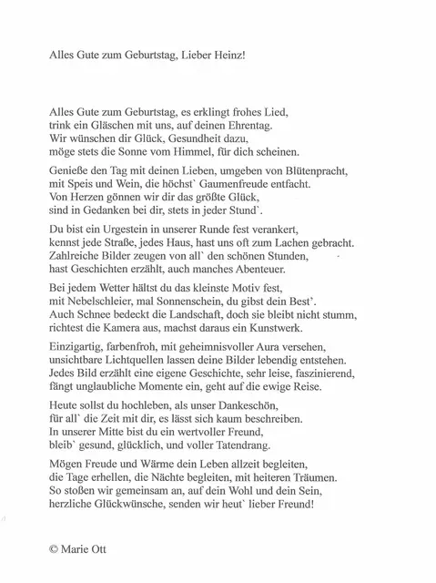 Alles Gute zum Geburtstag, lieber Heinz!