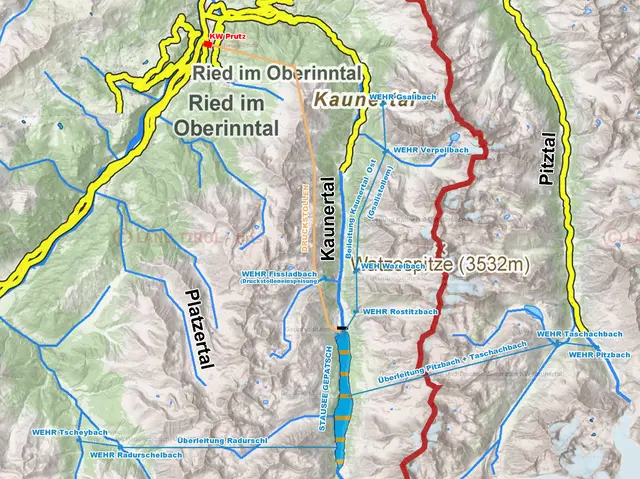 Übersicht der KW- Anlagen vom bestehenden KW Kaunertal