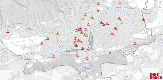 Aktueller Baustellenplan der Stadt Innsbruck | Foto: Screenshot city-map.innsbruck.gv.at