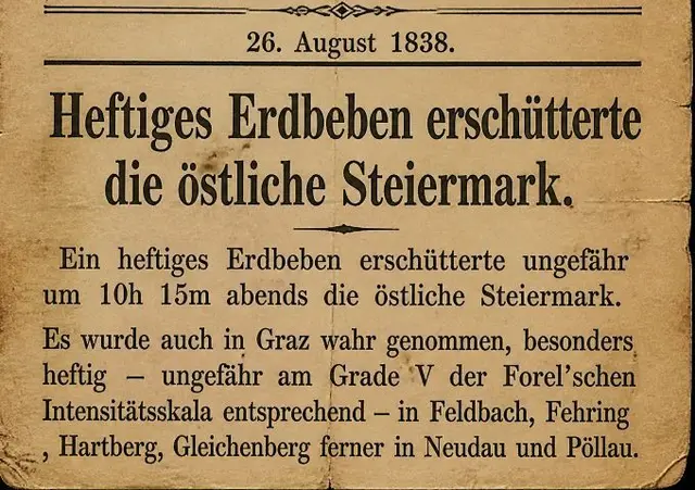 Bereits im 19 Jhd. erschütterten Erdbeben auch die Südoststeiermark. | Foto: Fotomontage: W. Preitler