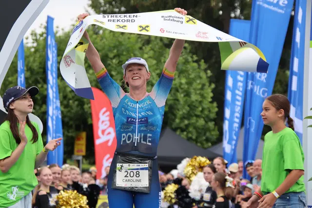 Streckenrekord von Cornelia Pohle beim Trumer Triathlon.