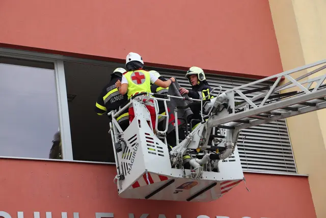Rotes Kreuz und Feuerwehr zeigten die Vorführung einer Menschenrettung.  | Foto: Edith Ertl