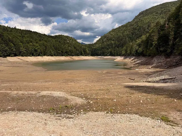 Im Nussensee ist der Wasserspiegel derzeit so niedrig wie noch nie – jetzt wurde dort im See eine größere Menge Sprengstoff gefunden. | Foto: Schiller