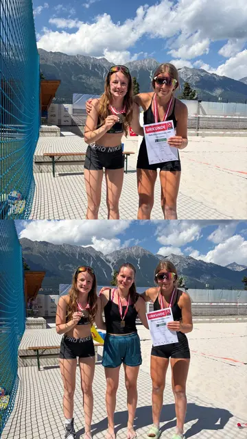U15-Mädchen bei den Staatsmeisterschaften: Mia Spiegl gewann mit Umija Gashi die Bronzemedaille. | Foto: Mühlviertel Volleys