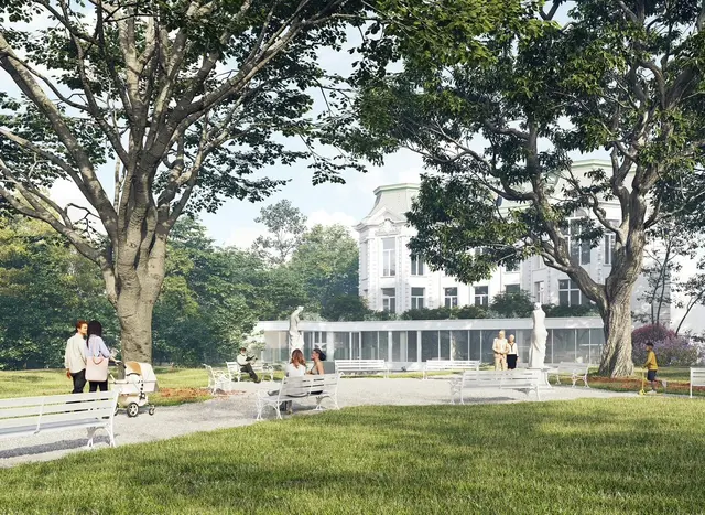 So soll der neue Park und das "Landstraßer Schlössl" bald aussehen. (Visualisierung) | Foto:  A.C.C. Ziviltechniker GmbH