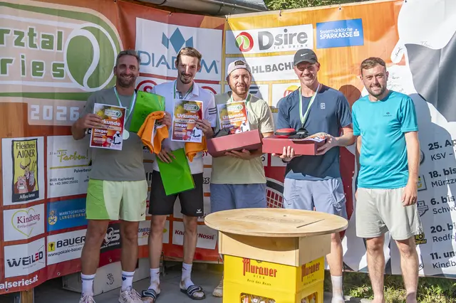 Herren Doppel: Andreas Zierler und Jakob Locher (TC Mürzzuschlag) konnten einen Heimsieg feiern und besiegten im Finale Martin Kandlbauer und Thomas Sonnleitner (TC Hönigsberg). | Foto: Mürztal Series