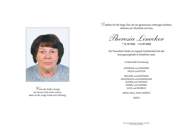 Theresia Linecker | Foto: Bestatter