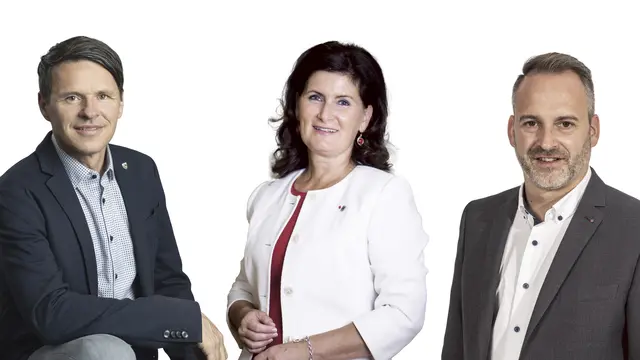 Bürgermeister Alexander Radl, Bürgermeisterin Maria Knauder, Bürgermeister Günther Vallant (v.l.) | Foto: Stadtgemeinde Wolfsberg, Stadgemeinde St. Andrä, Marktgemeinde Frantschach /Collage Canva