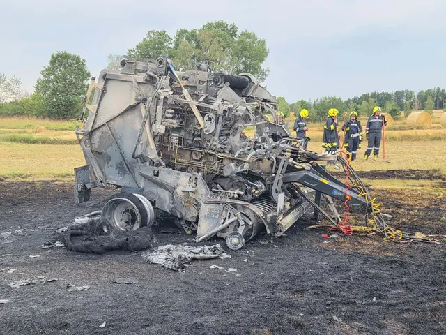 Die Arbeitsmaschine wurde durch das Feuer vollständig zerstört. | Foto: FF Vitis