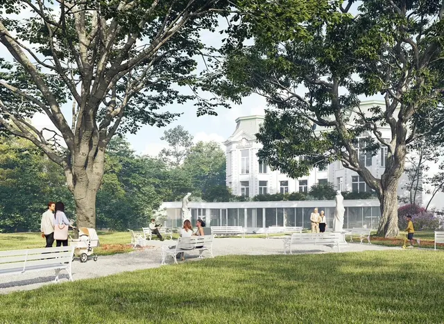 So soll der neue Park und das "Landstraßer Schlössl" bald aussehen. (Visualisierung) | Foto:  A.C.C. Ziviltechniker GmbH