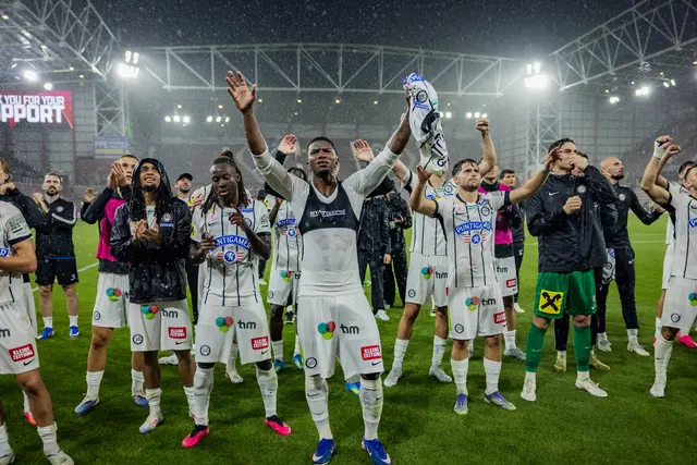 Der SK Sturm, hier der Jubel nach dem Sieg in Edinburgh, kommt zum Cupschlager nach Voitsberg. | Foto: GEPA-Pictures