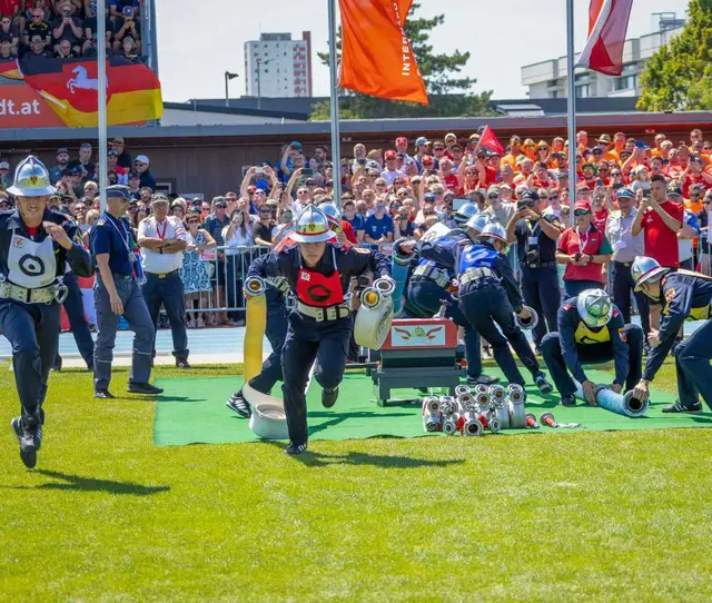 In einer sensationellen Zeit von 28,07 Sekunden verlegten die Johannesberger die Löschleitung und schrieben Feuerwehrgeschichte. | Foto: FF Johannesberg und NÖLFV