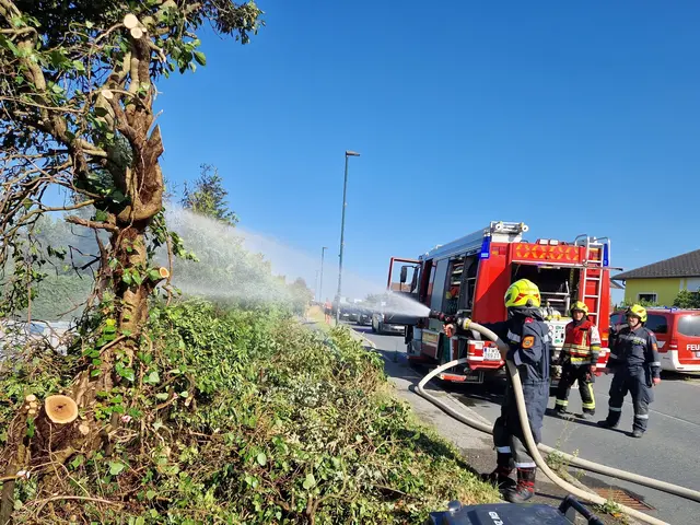 Das RLFA 2000 der Freiwilligen Feuerwehr Göpfritz/Wild traf innerhalb kürzester Zeit am Einsatzort ein und begann sofort mit der Brandbekämpfung. | Foto: FF Göpfritz an der Wild