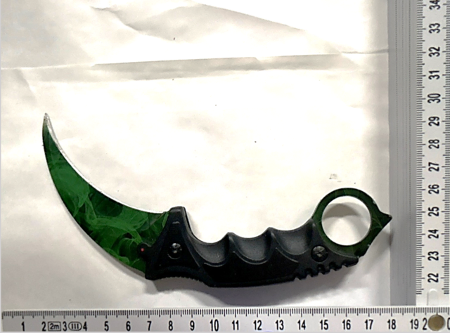 Mit diesem Messer versuchte die 33-jährige Frau, ihren 30-jährigen Gegner zu verletzen. Dieser entriss ihr das Messer und verletzte sie dadurch.  | Foto: LPD Wien