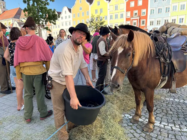 Mobiler Pferdestall am Stadtplatz: Die Rösser wurden mit frischem Heu und kühlem Wasser versorgt. | Foto: Franz Gruber