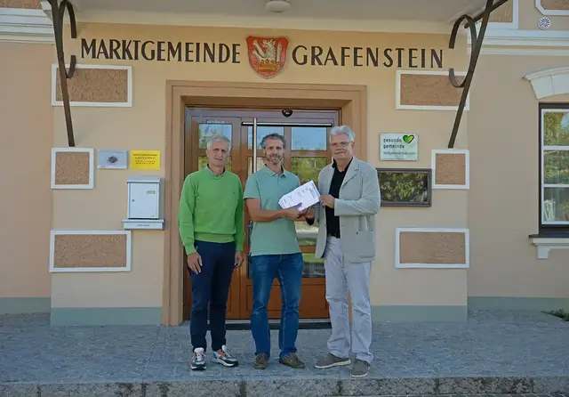 Vizebürgermeister Valentin Egger, Unternehmer Johannes Reichel und Bürgermeister Stefan Deutschmann.  | Foto: vienna.marketing