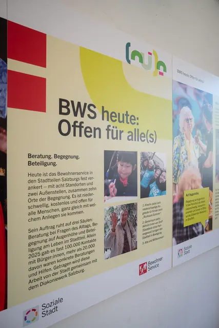 Die Ausstellung unter dem Titel „Vom Bewohnerservice zum Stadtteilzentrum – Herkunft, Gegenwart und Zukunft der Sozialen Stadt“ kann ab sofort in der Wolf-Dietrich-Halle besucht werden. | Foto: Stadt Salzburg/Alexander Killer