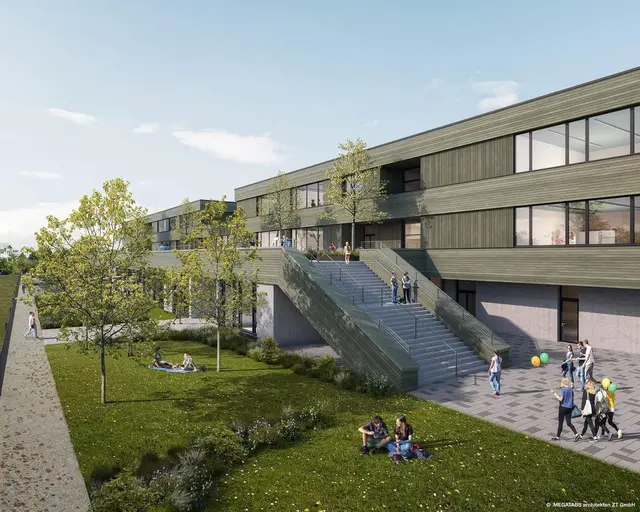 So wird die neue AHS in Gerasdorf einmal aussehen. | Foto: Stadtgemeinde Gerasdorf