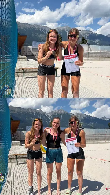 U15-Mädchen bei den Staatsmeisterschaften: Mia Spiegl gewann mit Umija Gashi die Bronzemedaille. | Foto: Mühlviertel Volleys