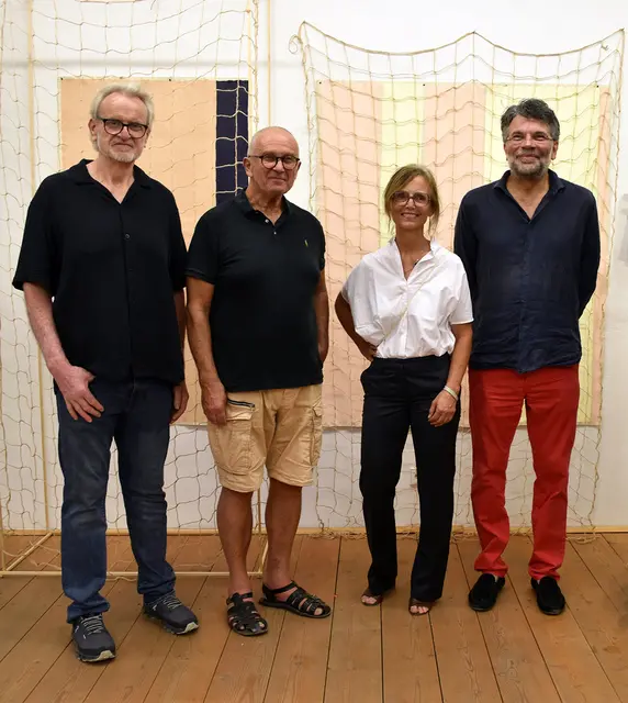 Günther Gross, Franz Part, Künstlerin Marie-France Goerens und Eröffnungsredner Robert Pfaller (v.l.) | Foto: Galerien Thayaland