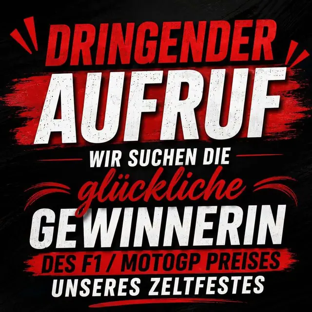 Die Gewinnern des F1-/MotoGP-Preises wird aufgerufen sich zu melden. | Foto: Facebook/ FF Kliening