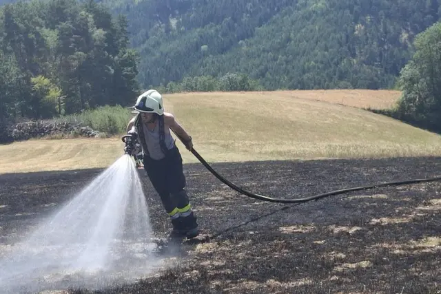 Perfekter Einsatz: Der Brand konnte rasch unter Kontrolle gebracht werden. | Foto: FF Hollenthon