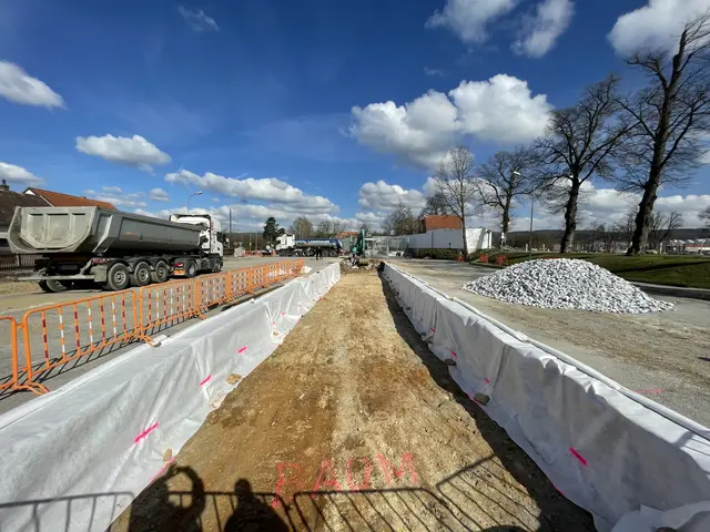 Unter dem Asphalt sorgt eine Schicht aus grobem Splitt und speziellem Substrat dafür, dass Regenwasser gespeichert und nach und nach an die Bäume abgegeben wird. | Foto: Manfred Daniel
