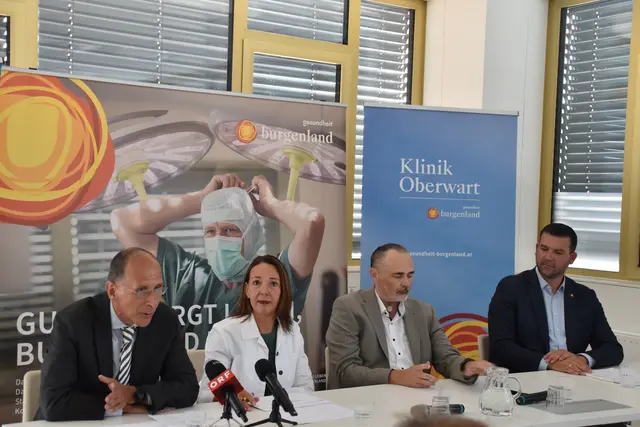 Politikwissenschaftler Peter Filzmaier, Meinungsforscherin Christina Matzka, Landeshauptmann Hans Peter Doskozil, Gesundheit Burgenland-CEO Florian Schlechtleitner bei der Pressekonferenz | Foto: MeinBezirk/Michael Strini