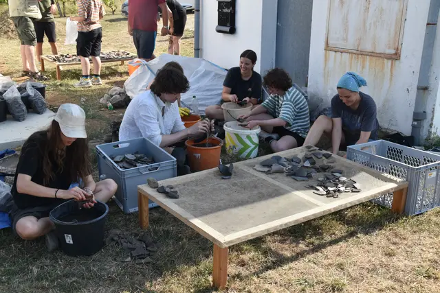 Am Hannersberg wurden die Fundstücke fachkundig von den Studierenden gereinigt und danach einzeln zur Katalogisierung verpackt. | Foto: MeinBezirk/Michael Strini