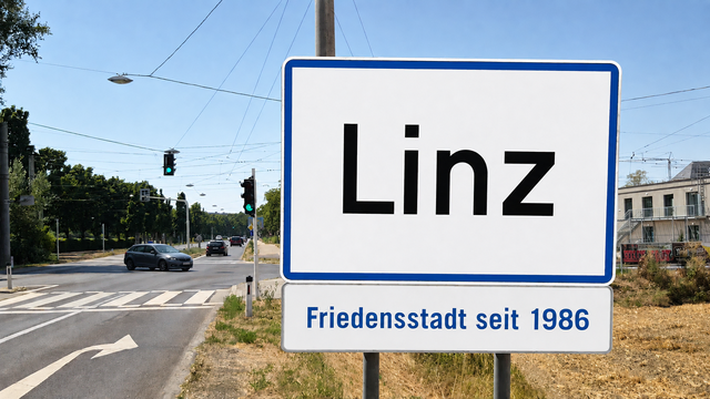 Bildtext: Linz ist seit 1986 offiziell eine „Friedensstadt“ 
Foto: Franz Michael Zagler; KI generiert (ChatGPT)
