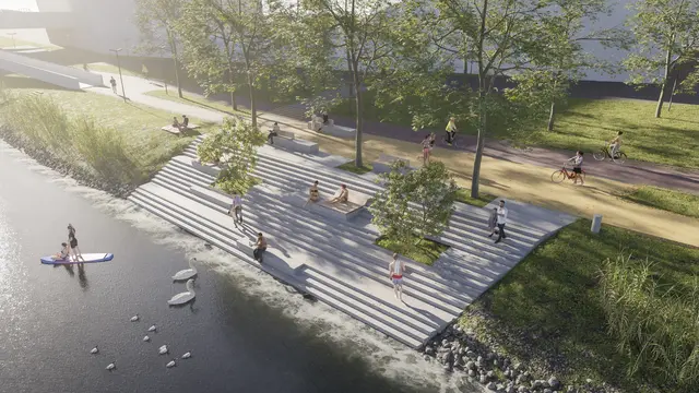 Die Sitzstufen ermöglichen einen direkten Zugang zum Wasser und bieten Platz zum Treffen oder Ausruhen.  | Foto: Architekturkollektiv G.U.T.